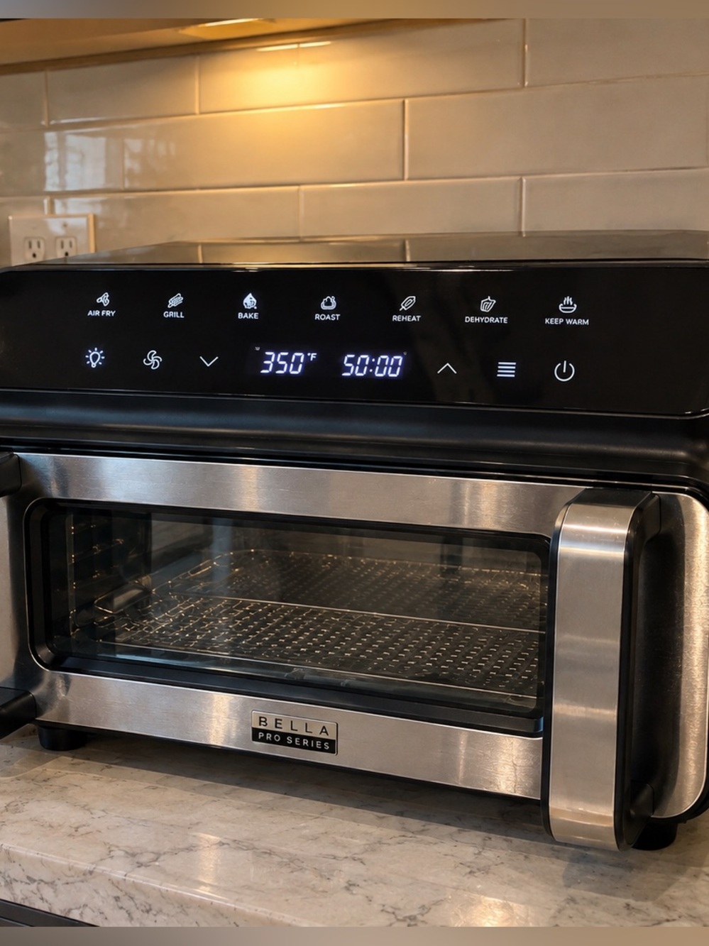 bella pro series Stainless Steel and Black Countertop Air Fryer Oven